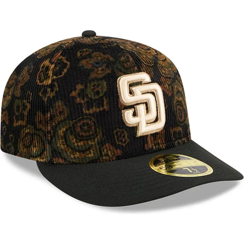 san-diego-padres-mlb-new-era-59fifty-low-profile-floral-cord-three-looms-printed-corduroy-sort-buet-justerbar-kasket