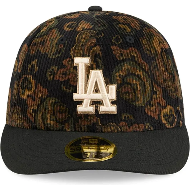 new-era-izvita-periferiya-59fifty-nisk-profil-floral-cord-three-looms-printiran-kadifen-rips-los-angeles-dodgers-mlb-cherna-pril