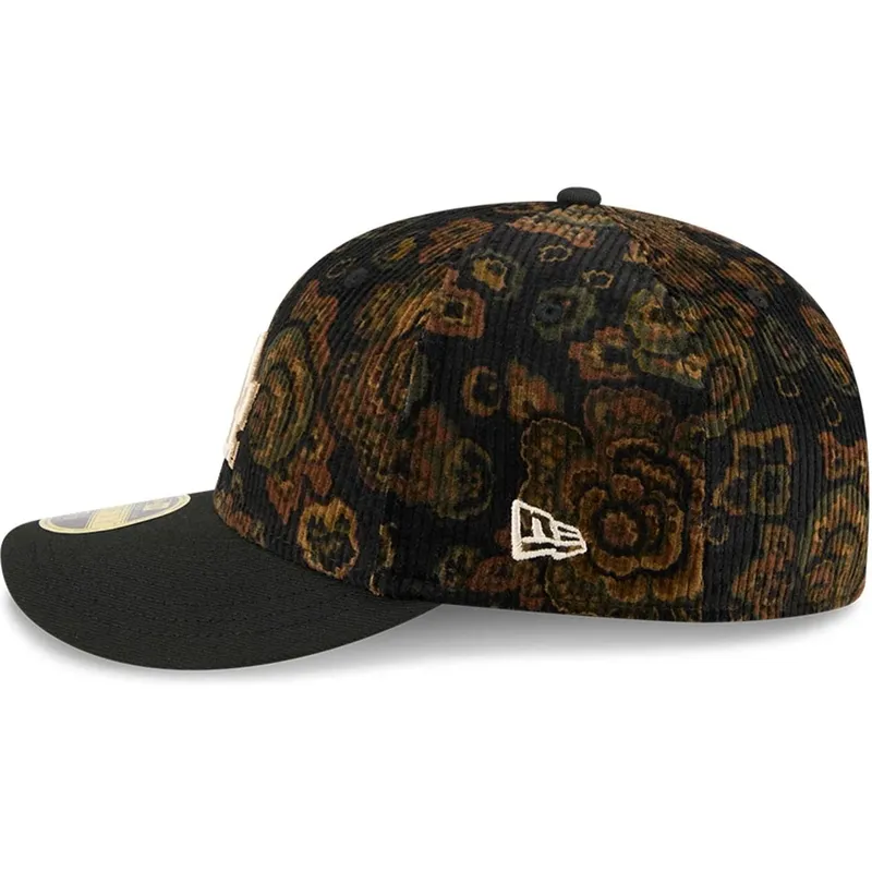 sort-buet-kasket-justerbar-59fifty-low-profile-floral-cord-three-looms-printed-corduroy-fra-los-angeles-dodgers-mlb-fra-new-era