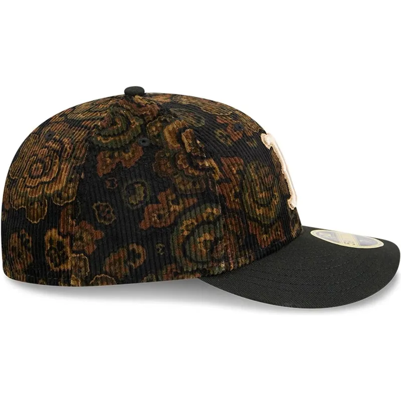 sort-buet-kasket-justerbar-59fifty-low-profile-floral-cord-three-looms-printed-corduroy-fra-boston-red-sox-mlb-fra-new-era