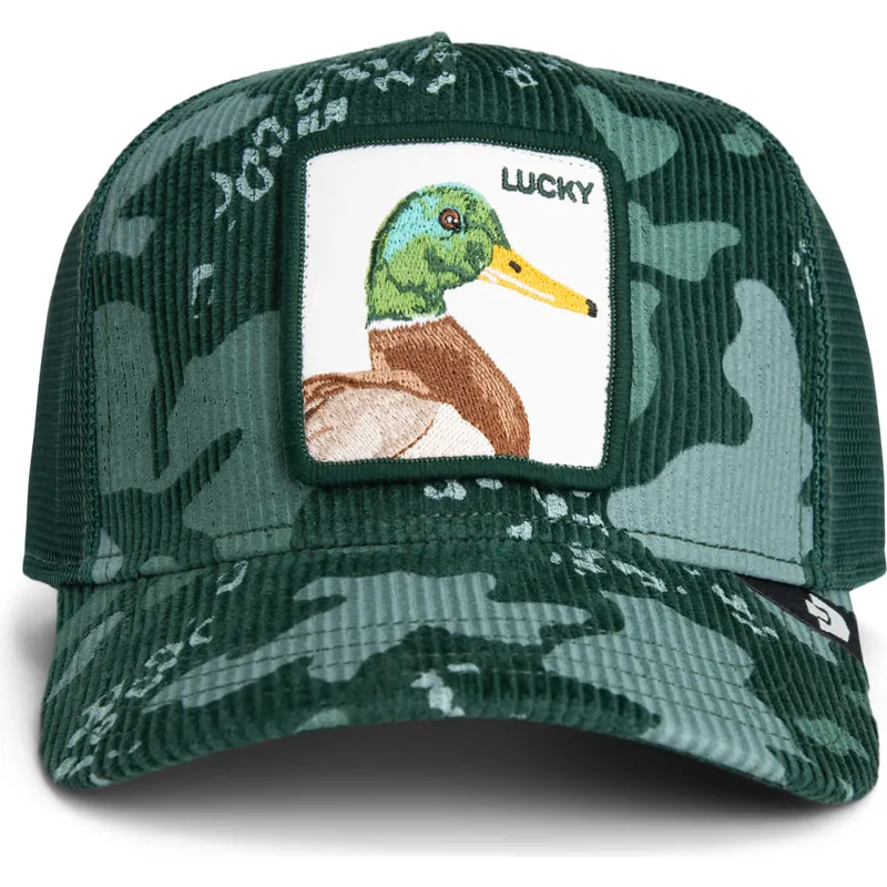 shapka-izvita-traker-zelena-snapbek-lucky-duck-corduroy-camo-the-farm-ot-goorin-bros