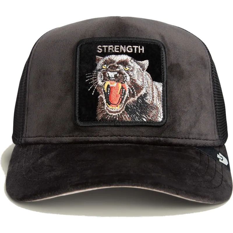 shapka-izvita-shapka-traker-cherna-snapbek-pantera-strength-panther-velour-the-farm-the-farm-ot-goorin-bros