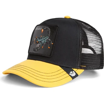 Gorra trucker negra y amarilla escorpión Deadly Sport The Farm de Goorin Bros.