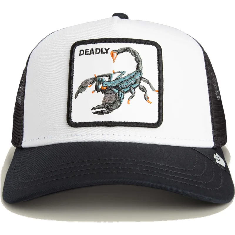 goorin-bros-deadly-the-farm-hvid-og-sort-skorpion-trucker-kasket