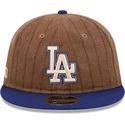los-angeles-dodgers-mlb-9fifty-retro-crown-wool-pinstripe-verstellbare-braun-blaue-flachkappe-von-new-era