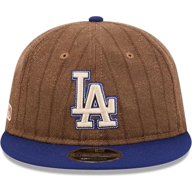 los-angeles-dodgers-mlb-new-era-9fifty-retro-crown-uld-pinstripe-justerbar-brun-og-bla-flad-kasket