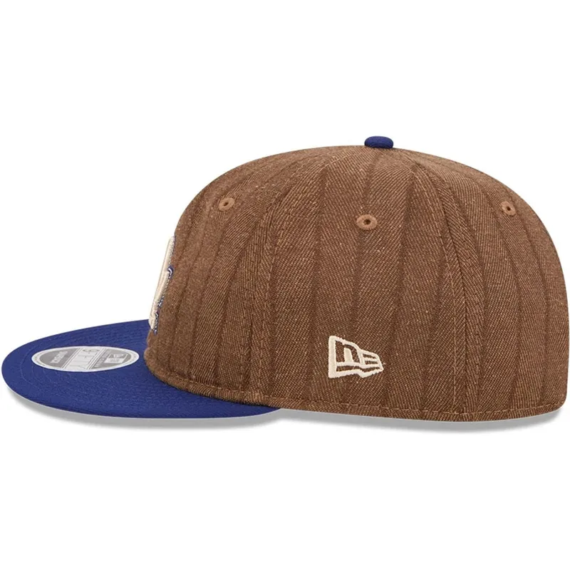 brun-og-bla-justerbar-flad-kasket-9fifty-retro-crown-wool-pinstripe-fra-los-angeles-dodgers-mlb-fra-new-era
