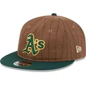 new-era-flat-brim-9fifty-retro-crown-wool-pinstripe-oakland-athletics-mlb-brown-and-green-adjustable-cap