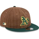 new-era-flat-brim-9fifty-retro-crown-wool-pinstripe-oakland-athletics-mlb-brown-and-green-adjustable-cap