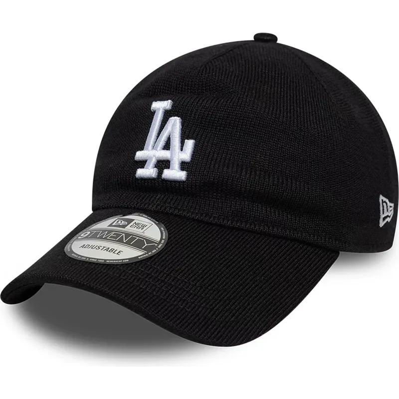 new-era-izvita-periferiya-9twenty-merinosova-vlna-los-angeles-dodgers-mlb-cherna-reguliruema-shapka