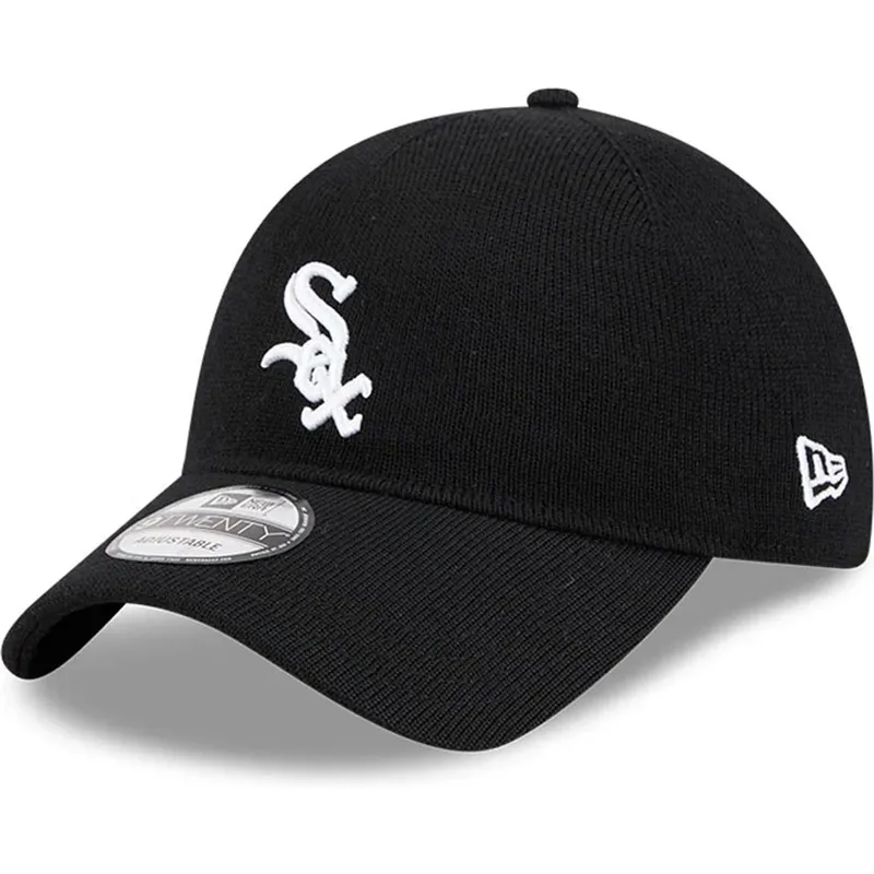 new-era-izvita-kozirka-9twenty-merinosova-vlna-chicago-white-sox-mlb-cherna-reguliruema-shapka