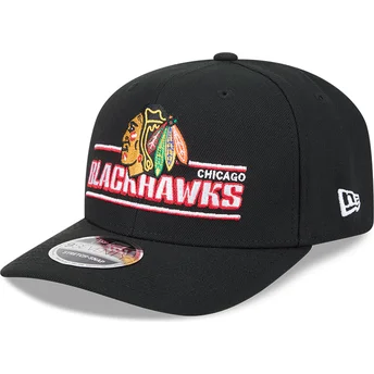 Casquette courbée noire snapback 9SEVENTY Stretch Snap Stated Chicago Blackhawks NHL New Era
