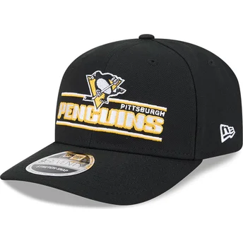 Καπέλο με καμπύλο γείσο μαύρο snapback 9SEVENTY Stretch Snap Stated των Pittsburgh Penguins NHL της New Era