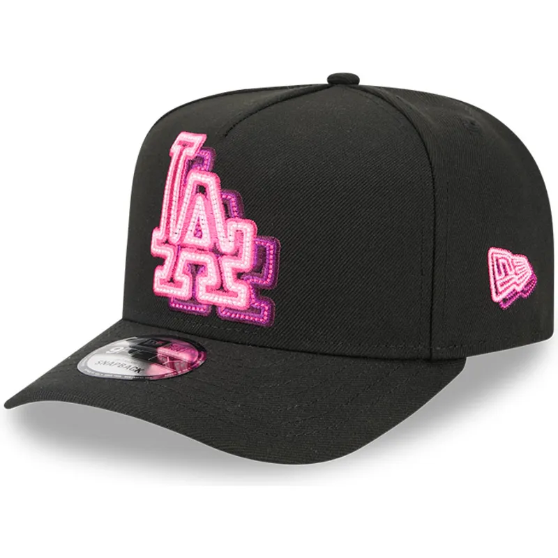 shapka-izvita-cherna-snapbek-9fifty-a-frame-neon-na-los-angeles-dodgers-mlb-ot-new-era