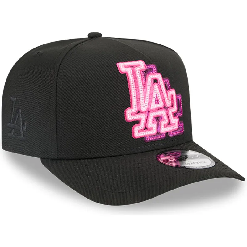 shapka-izvita-cherna-snapbek-9fifty-a-frame-neon-na-los-angeles-dodgers-mlb-ot-new-era