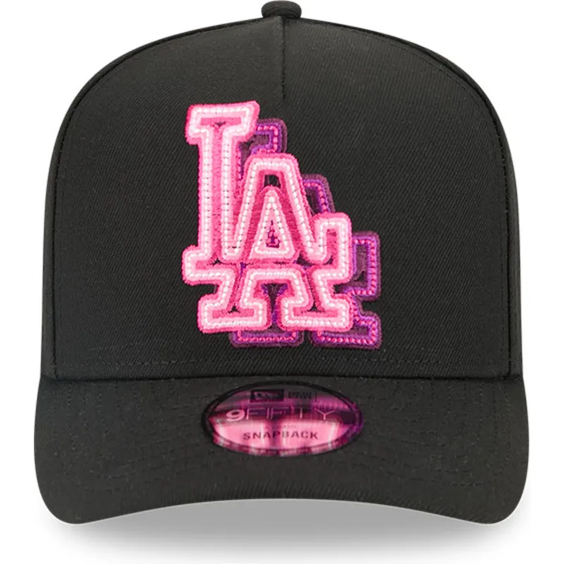 shapka-izvita-cherna-snapbek-9fifty-a-frame-neon-na-los-angeles-dodgers-mlb-ot-new-era
