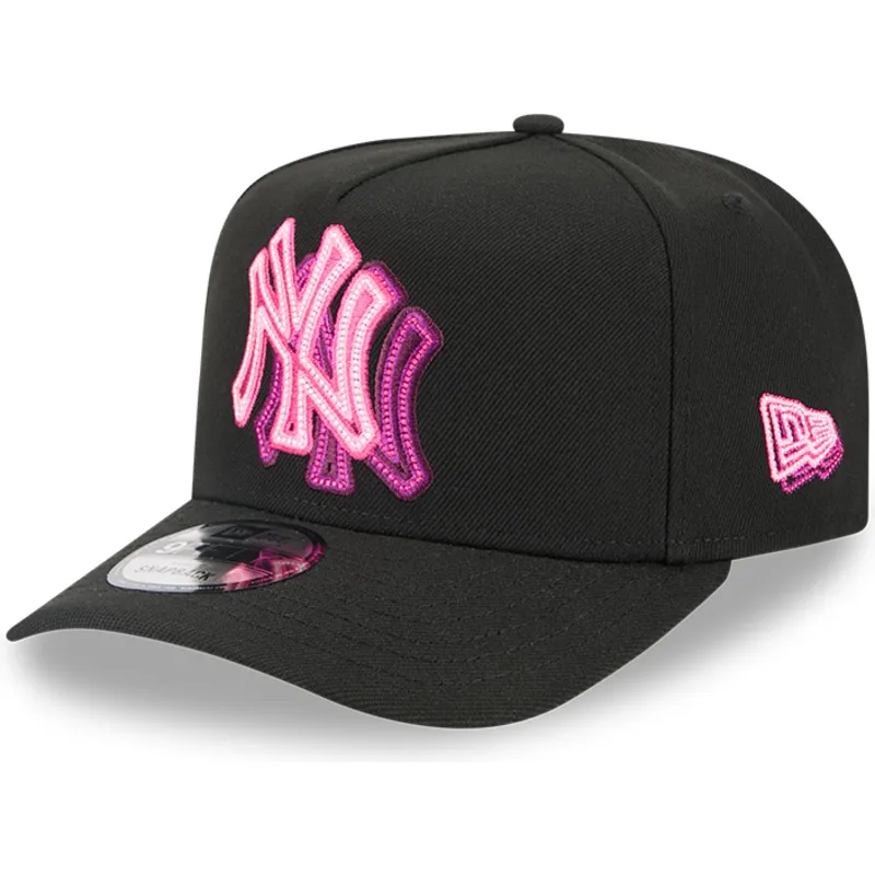 shapka-izvita-cherna-snapbek-9fifty-a-frame-neon-na-new-york-yankees-mlb-ot-new-era
