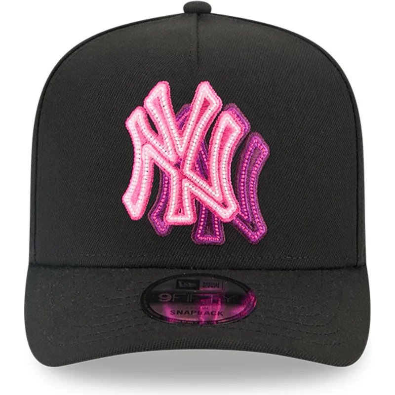 shapka-izvita-cherna-snapbek-9fifty-a-frame-neon-na-new-york-yankees-mlb-ot-new-era