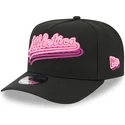 schwarze-snapback-kappe-mit-gebogenem-schirm-9fifty-a-frame-neon-von-oakland-athletics-mlb-von-new-era