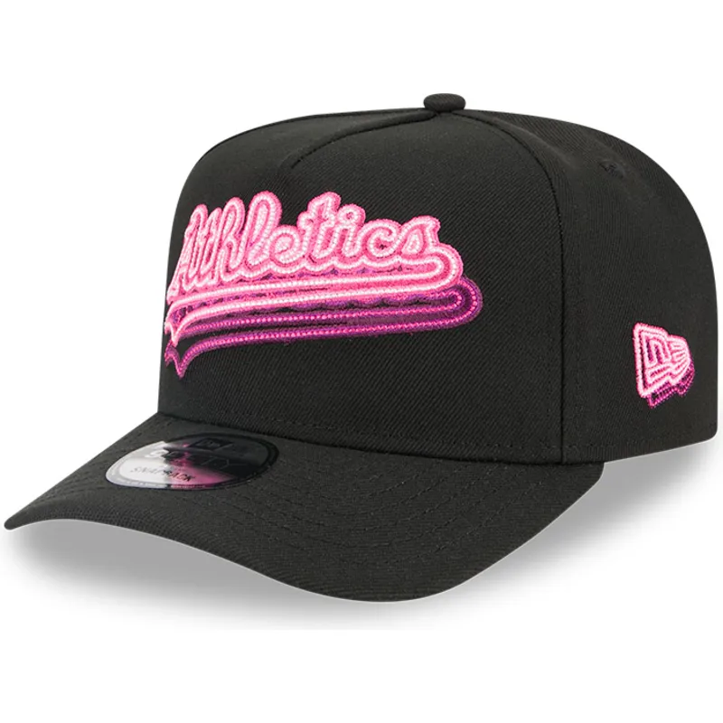 shapka-izvita-cherna-snapbek-9fifty-a-frame-neon-na-oakland-athletics-mlb-ot-new-era