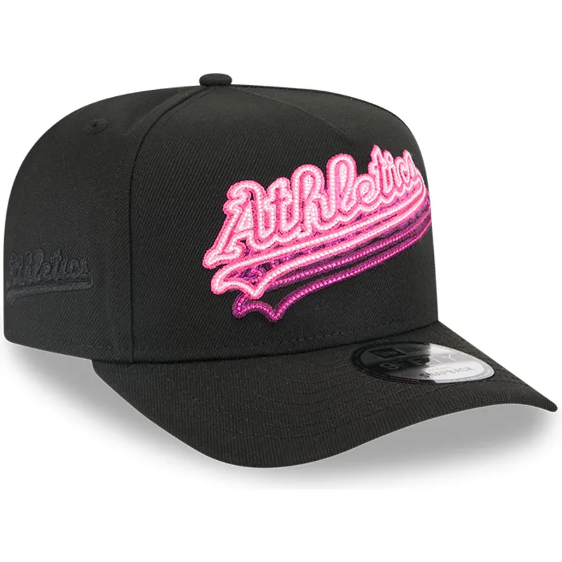 shapka-izvita-cherna-snapbek-9fifty-a-frame-neon-na-oakland-athletics-mlb-ot-new-era