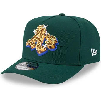 Grüne Snapback-Kappe mit gebogenem Schirm 9FIFTY A Frame Emblem von den Oakland Athletics MLB von New Era