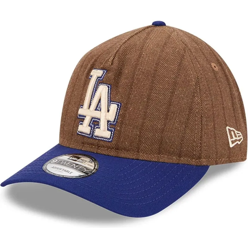 shapka-izvita-kafyav-reguliruem-9twenty-a-frame-wool-pinstripe-na-los-angeles-dodgers-mlb-ot-new-era