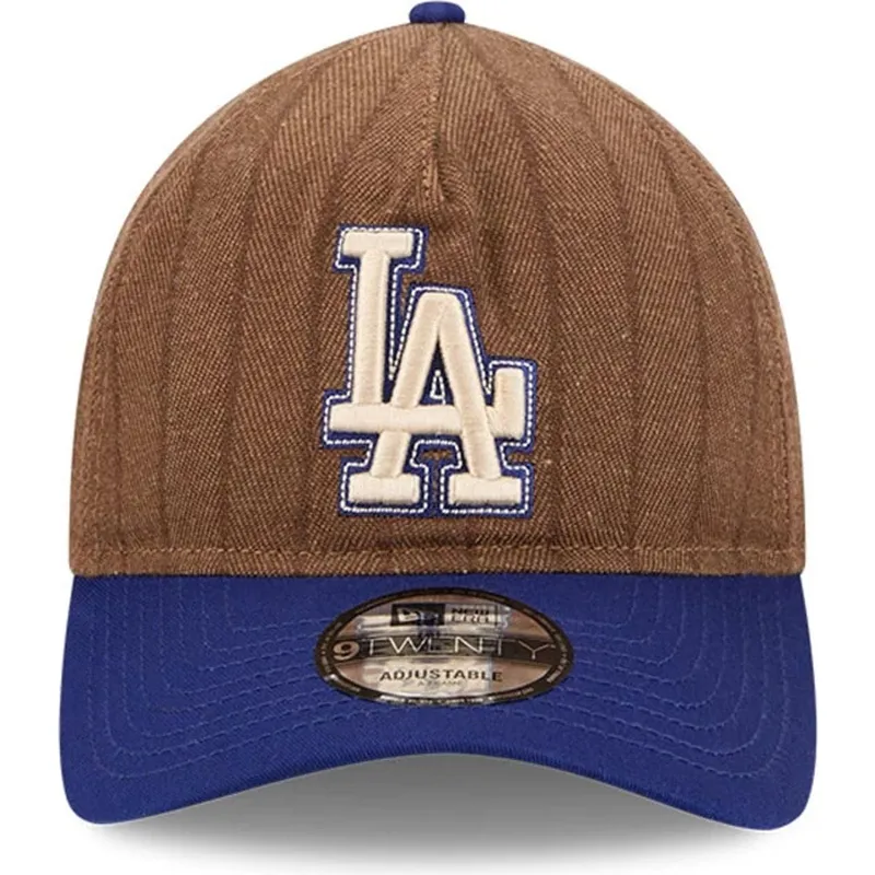 los-angeles-dodgers-mlb-new-era-9twenty-a-frame-uldnalstribe-justerbar-brun-og-bla-buet-kasket