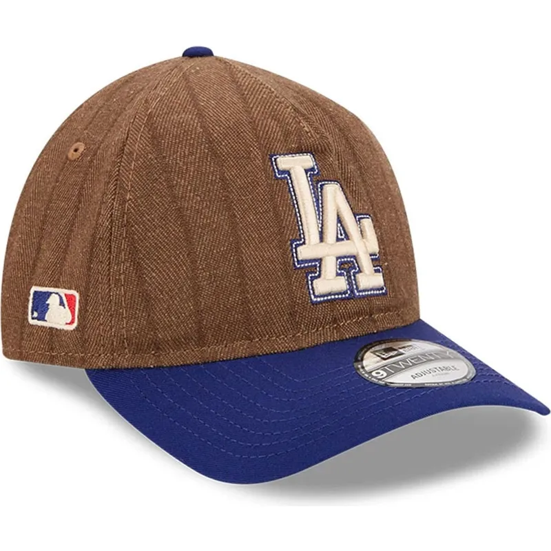 los-angeles-dodgers-mlb-new-era-9twenty-a-frame-uldnalstribe-justerbar-brun-og-bla-buet-kasket