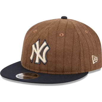 Ρετρό καπέλο New York Yankees MLB New Era 9FIFTY Retro Crown Wool Pinstripe καφέ και ναυτικό μπλε ρυθμιζόμενο