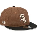 brun-og-sort-justerbar-flad-kasket-9fifty-retro-crown-wool-pinstripe-fra-chicago-white-sox-mlb-fra-new-era