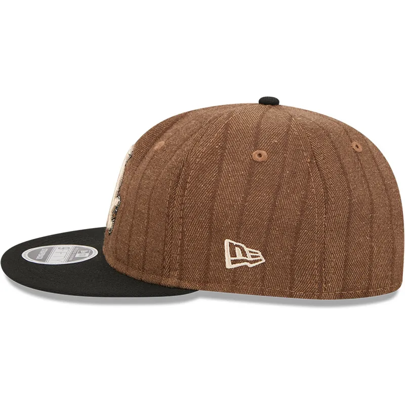 brun-og-sort-justerbar-flad-kasket-9fifty-retro-crown-wool-pinstripe-fra-chicago-white-sox-mlb-fra-new-era