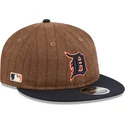 brun-og-marinebla-justerbar-flad-kasket-9fifty-retro-crown-wool-pinstripe-fra-detroit-tigers-mlb-fra-new-era