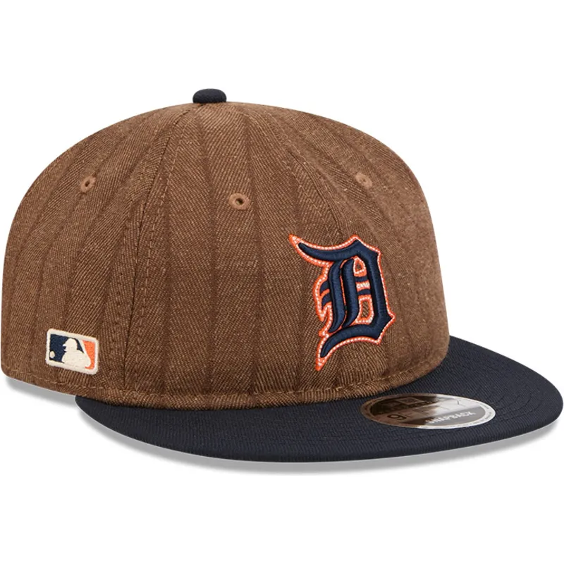 detroit-tigers-mlb-new-era-9fifty-retro-crown-uldnalstribet-justerbar-brun-og-marinebla-flad-kasket