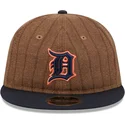 brun-og-marinebla-justerbar-flad-kasket-9fifty-retro-crown-wool-pinstripe-fra-detroit-tigers-mlb-fra-new-era