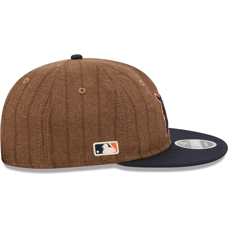 braune-und-marineblaue-verstellbare-flache-kappe-9fifty-retro-crown-wool-pinstripe-der-detroit-tigers-mlb-von-new-era