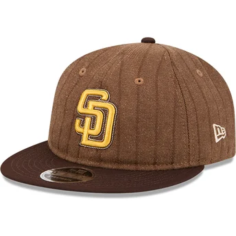Шапка плоска кафяв регулируема 9FIFTY Retro Crown Wool Pinstripe на San Diego Padres MLB от New Era
