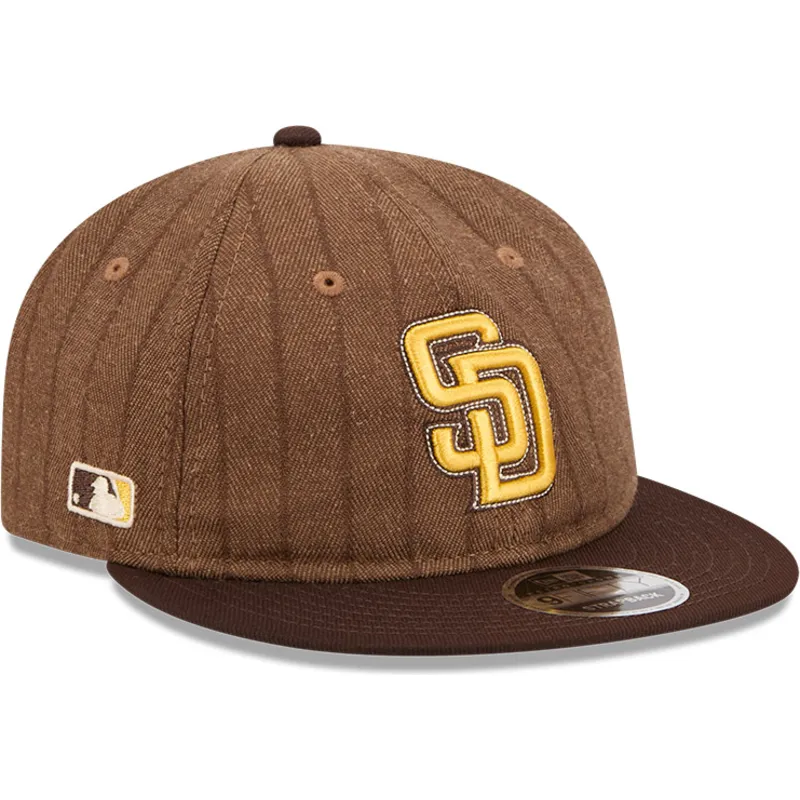 san-diego-padres-mlb-new-era-9fifty-retro-crown-uld-pinstripe-justerbar-brun-fladskygget-kasket