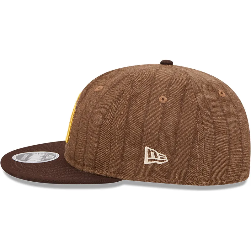 braune-verstellbare-flache-9fifty-retro-crown-wool-pinstripe-kappe-der-san-diego-padres-mlb-von-new-era
