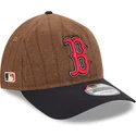 brun-og-marinebla-justerbar-kurvet-kasket-9twenty-a-frame-wool-pinstripe-fra-boston-red-sox-mlb-fra-new-era