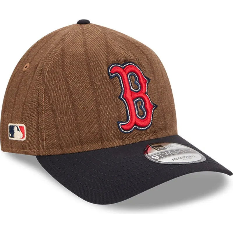 shapka-izvita-kafyav-reguliruem-9twenty-a-frame-wool-pinstripe-na-boston-red-sox-mlb-ot-new-era