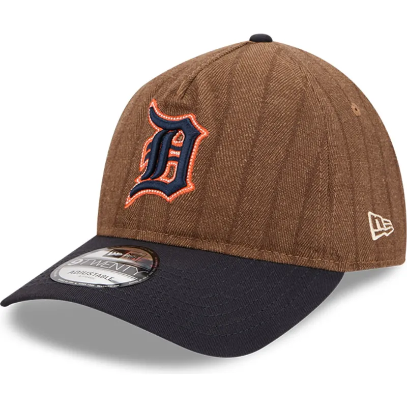 justerbar-9twenty-a-frame-wool-pinstripe-brun-og-marinebla-buet-kasket-fra-detroit-tigers-mlb-fra-new-era