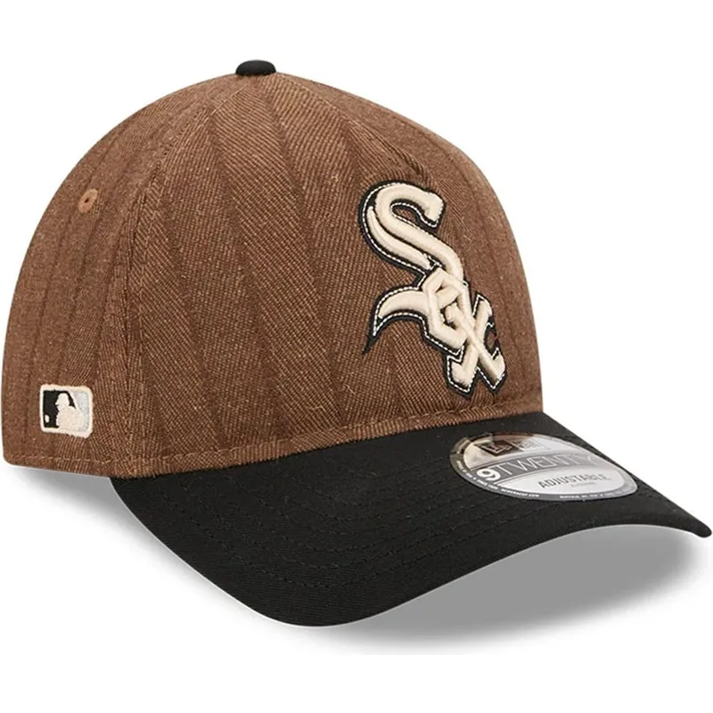 new-era-izvita-kozirka-9twenty-a-frame-vlnena-rajeta-chicago-white-sox-mlb-kafyava-i-cherna-reguliruema-shapka