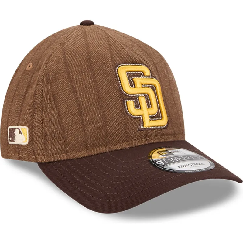 shapka-izvita-kafyav-reguliruema-9twenty-a-frame-wool-pinstripe-na-san-diego-padres-mlb-ot-new-era