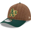 brun-og-gron-justerbar-buet-kasket-9twenty-a-frame-wool-pinstripe-fra-oakland-athletics-mlb-fra-new-era