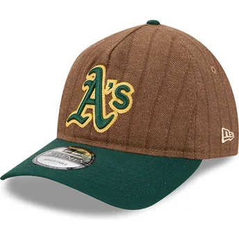 Шапка извита кафяв регулируем 9TWENTY A Frame Wool Pinstripe на Oakland Athletics MLB от New Era