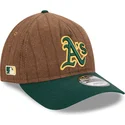 shapka-izvita-kafyav-reguliruem-9twenty-a-frame-wool-pinstripe-na-oakland-athletics-mlb-ot-new-era