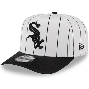 Καπέλο καμπυλωτό λευκό και μαύρο snapback 9FIFTY A Frame Satin Pinstripe των Chicago White Sox MLB της New Era