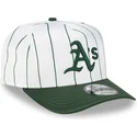 shapka-izvita-byala-snapbek-9fifty-a-frame-satin-pinstripe-na-oakland-athletics-mlb-ot-new-era