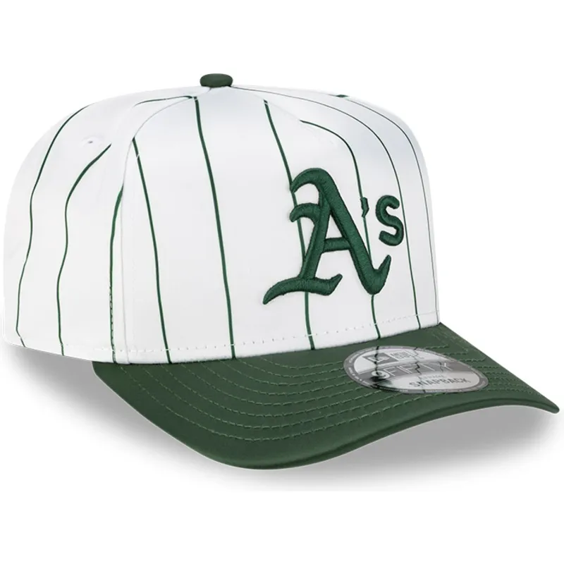 shapka-izvita-byala-snapbek-9fifty-a-frame-satin-pinstripe-na-oakland-athletics-mlb-ot-new-era